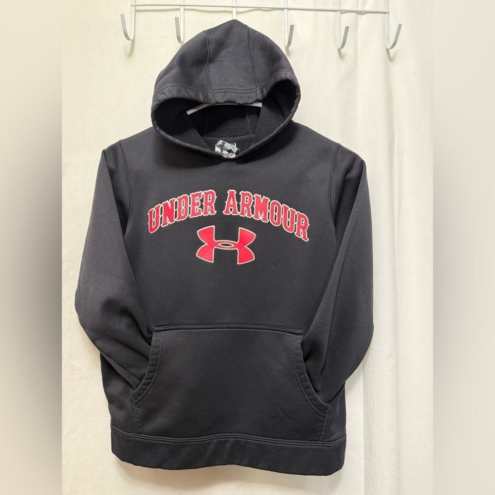 Under Armour Hoodie Sweat Shirt Youth Medium Black Red 0113